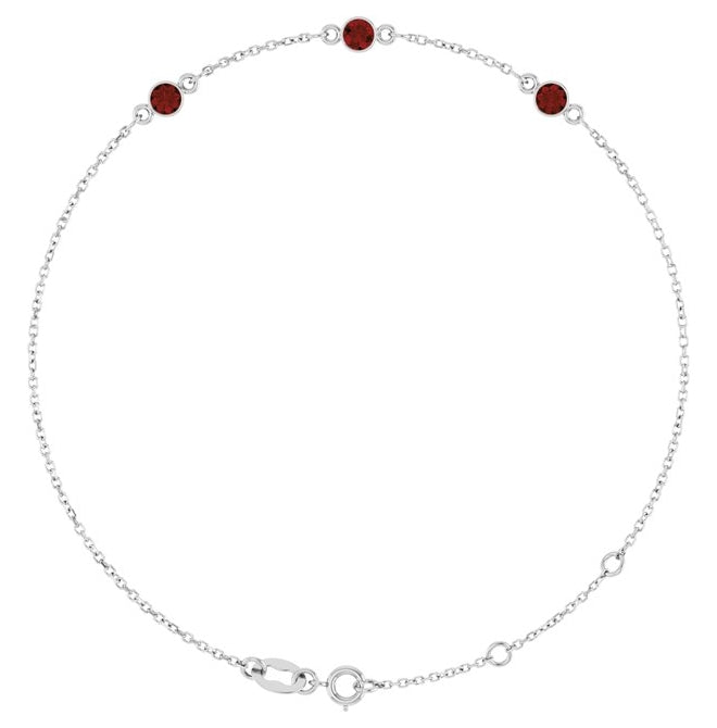 14K Yellow Gold Or Sterling Silver 3-Stone Round 3 Mm 25.9 X 1.7 Mm 6 1/2-7 1/2 In Polished Natural Bezel-Set Bracelet