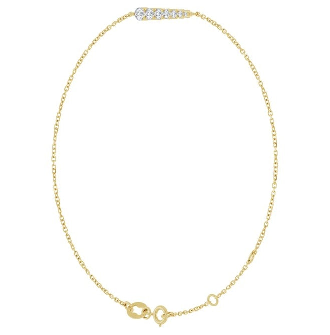 14K Yellow Gold 7-Stone 2.7Mm Si2-Si3, G-H Each Polished 1/4 Ctw Natural Diamond Graduated Bracelet