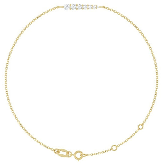 14K Yellow Gold 7-Stone 2.7Mm Si2-Si3, G-H Each Polished 1/4 Ctw Natural Diamond Graduated Bracelet