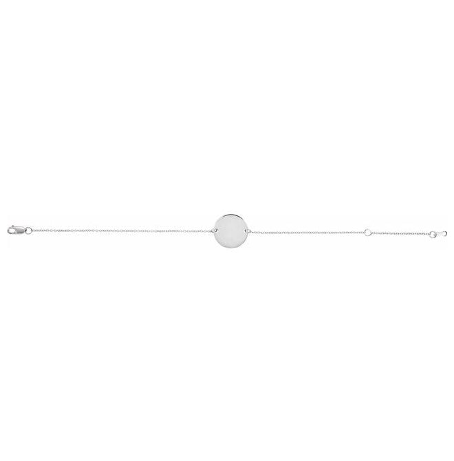 14K Yellow Or White Gold Or Sterling Silver 10 X 10 Mm 6 1/2-7 1/2 In Polished Engravable Disc Bracelet