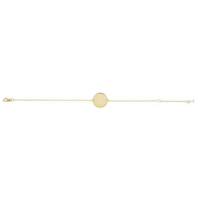 14K Yellow Or White Gold Or Sterling Silver 10 X 10 Mm 6 1/2-7 1/2 In Polished Engravable Disc Bracelet
