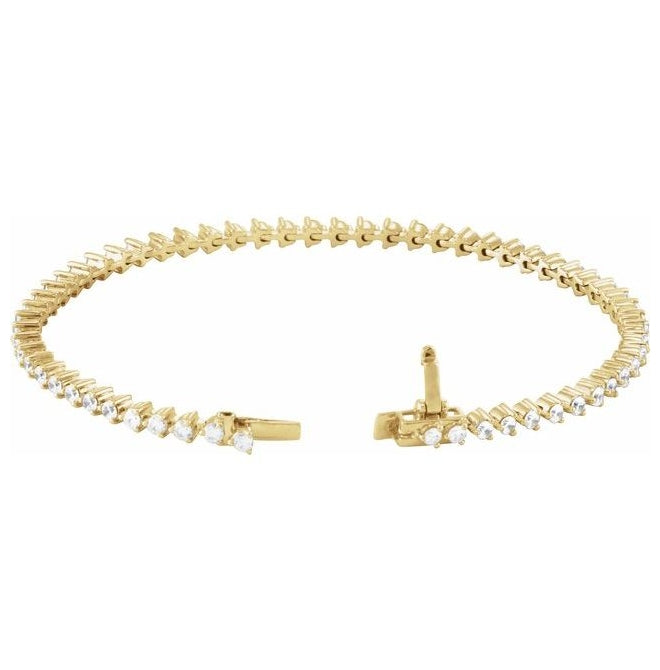14K Yellow Gold Round 1.85Mm Si1-Si2, G-H 7 1/4 In Polished 2 Ctw Lab-Grown Diamond Line Bracelet