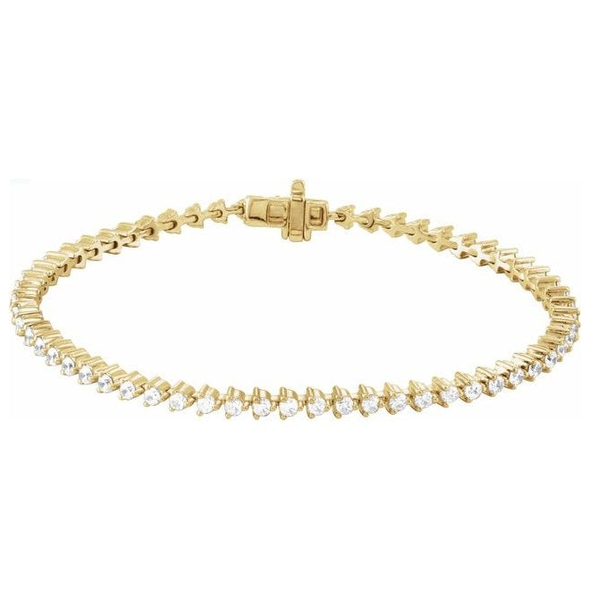 14K Yellow Gold Round 1.85Mm Si1-Si2, G-H 7 1/4 In Polished 2 Ctw Lab-Grown Diamond Line Bracelet