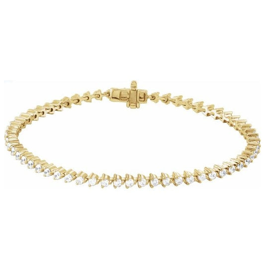 14K Yellow Gold Round 1.85Mm Si1-Si2, G-H 7 1/4 In Polished 2 Ctw Lab-Grown Diamond Line Bracelet