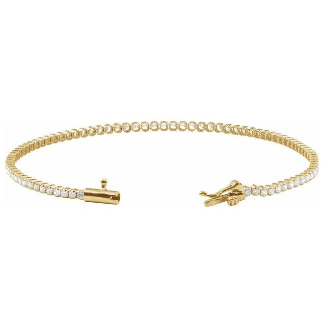 14K Yellow Gold Round 1.7Mm Si1-Si2, G-H 6 1/2 In Polished 1 5/8 Ctw Lab-Grown Diamond Lightweight Line Bracelet