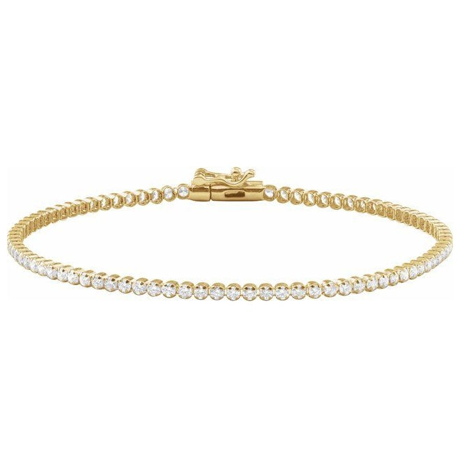 14K Yellow Gold Round 1.7Mm Si1-Si2, G-H 6 1/2 In Polished 1 5/8 Ctw Lab-Grown Diamond Lightweight Line Bracelet