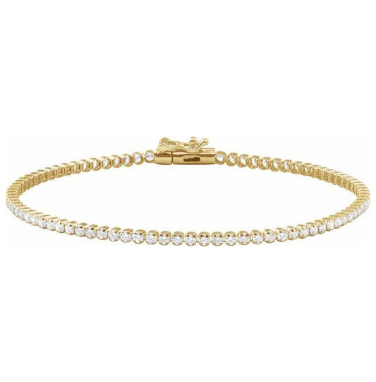 14K Yellow Gold Round 1.7Mm Si1-Si2, G-H 6 1/2 In Polished 1 5/8 Ctw Lab-Grown Diamond Lightweight Line Bracelet