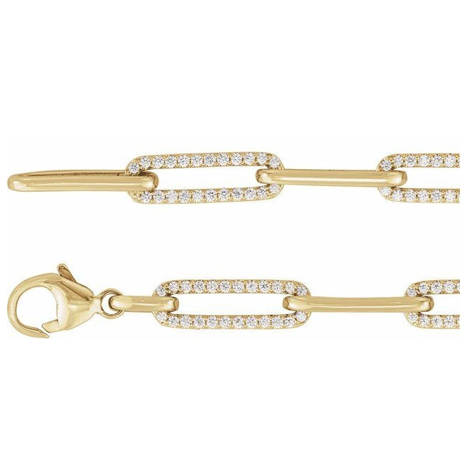 14K Yellow Or White Gold Round 1.1Mm Vs, F+ 7 In Polished 1 Ctw Lab-Grown Diamond Link Bracelet