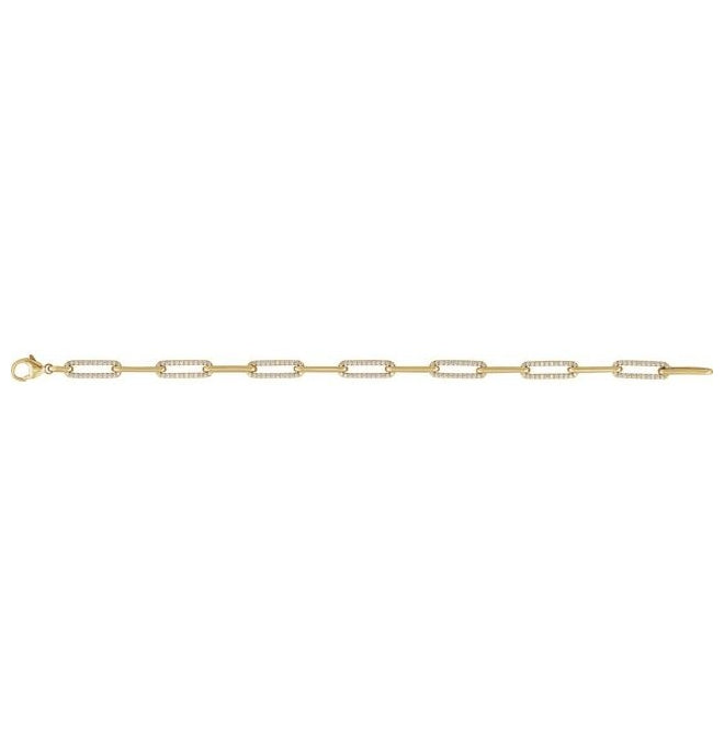 14K Yellow Or White Gold Round 1.1Mm Vs, F+ 7 In Polished 1 Ctw Lab-Grown Diamond Link Bracelet