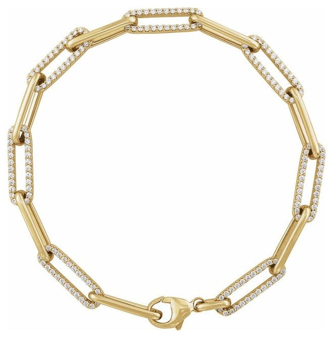 14K Yellow Or White Gold Round 1.1Mm Vs, F+ 7 In Polished 1 Ctw Lab-Grown Diamond Link Bracelet