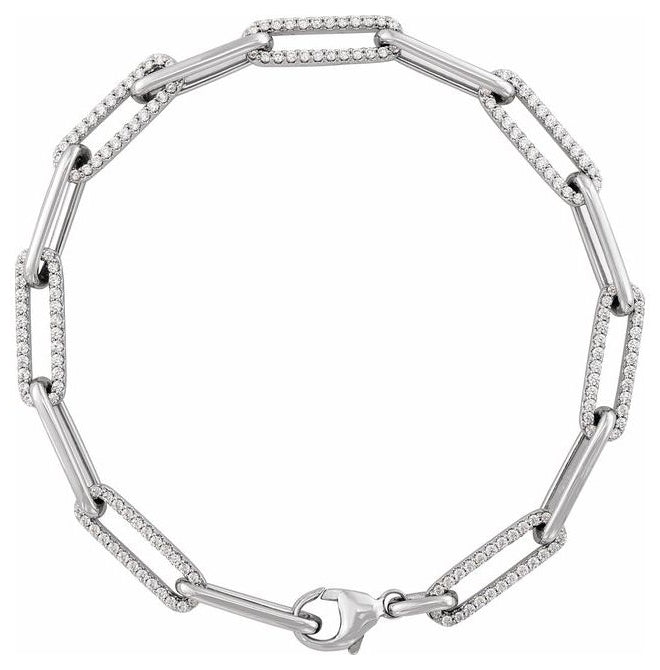 14K Yellow Or White Gold Round 1.1Mm Vs, F+ 7 In Polished 1 Ctw Lab-Grown Diamond Link Bracelet