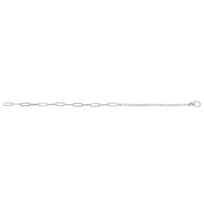 14K Yellow Or White Gold Round 1.9Mm Vs, F+ 7 1/2 In Polished 1 Ctw Lab-Grown Diamond Paper-Clip Line Bracelet
