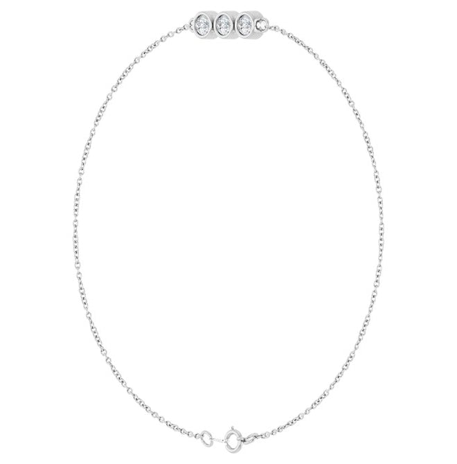 14K Yellow Or White Gold 3-Stone Round 3 Mm Si1-Si2, G-H 7 In Polished 1/4 Ctw Lab-Grown Diamond Bezel Set Bracelet