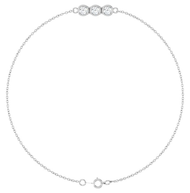 14K Yellow Or White Gold 3-Stone Round 3 Mm Si1-Si2, G-H 7 In Polished 1/4 Ctw Lab-Grown Diamond Bezel Set Bracelet