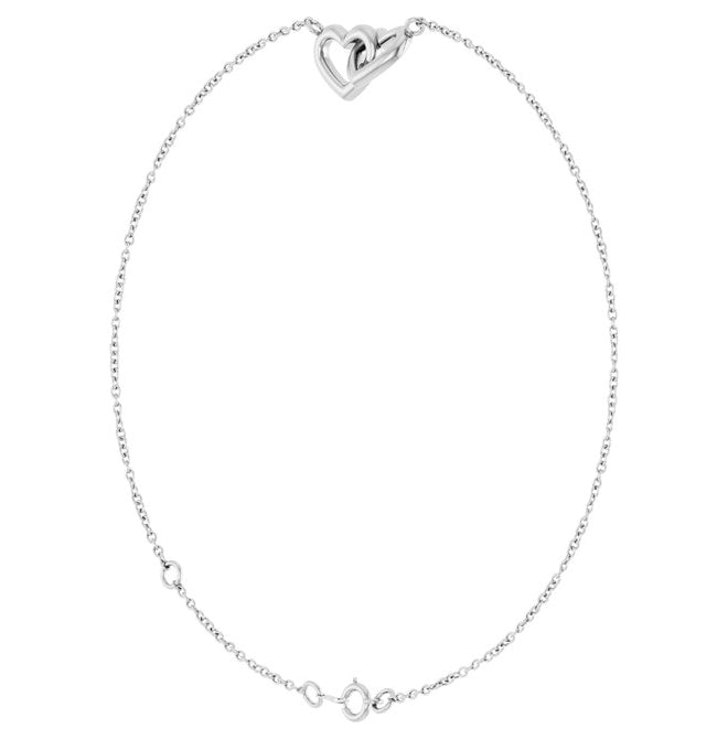 14K Yellow Or White Gold Or Sterling Silver 14.1 X 7.8 Mm 6 1/2-7 1/2 In Polished Interlocking Hearts Bracelet