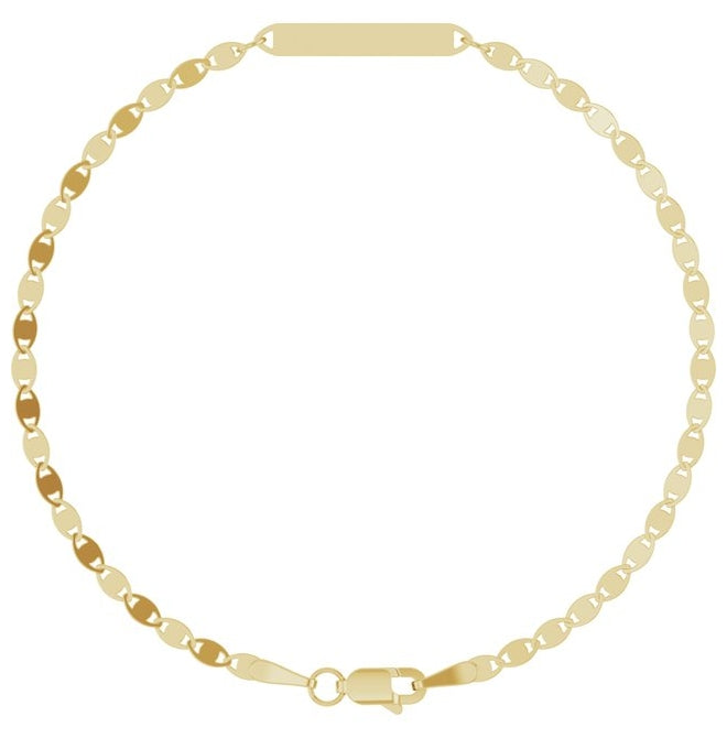 14K Yellow Gold 23.7 X 3 Mm 7 1/2 In Polished Engravable Mirror Chain Bracelet