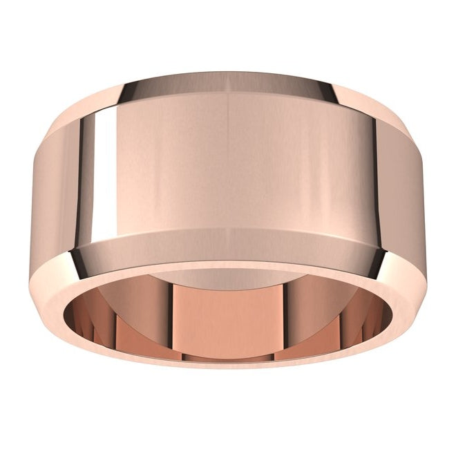 14K Rose Gold 10 mm Beveled-Edge Flat Band Size 11