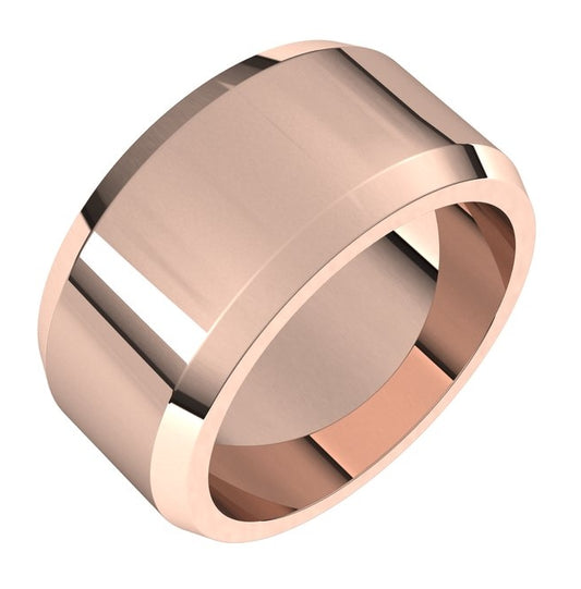 14K Rose Gold 10 mm Beveled-Edge Flat Band Size 11