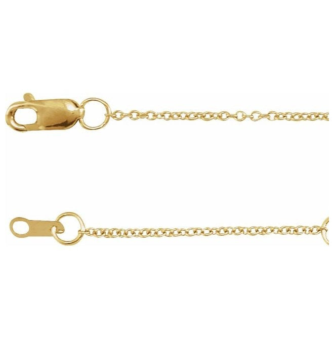 18K Yellow Or White Gold 1 Mm Lobster Clasp Polished Adjustable 16-18 In Cable Chain