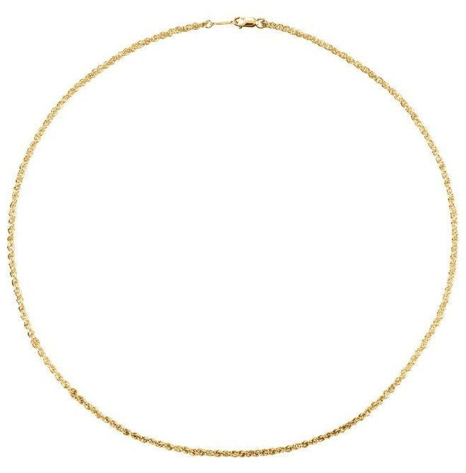 14K Yellow Gold Or Gold-Filled 2 Mm Polished Rope Chain With Lobster Clasp