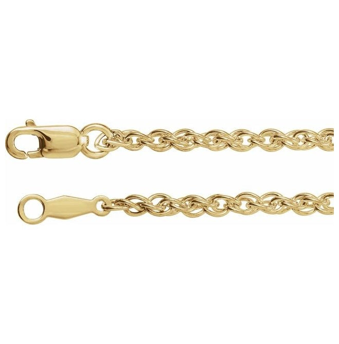 14K Yellow Gold Or Gold-Filled 2 Mm Polished Rope Chain With Lobster Clasp