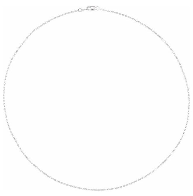 Rhodium-Plated Sterling Silver 1.3 Mm Lobster Clasp Polished Cable Chain