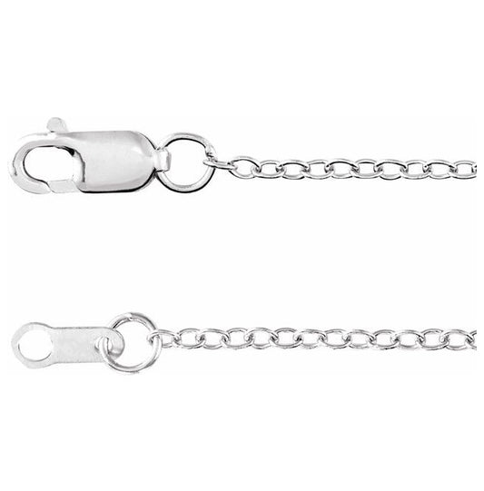 Rhodium-Plated Sterling Silver 1.3 Mm Lobster Clasp Polished Cable Chain