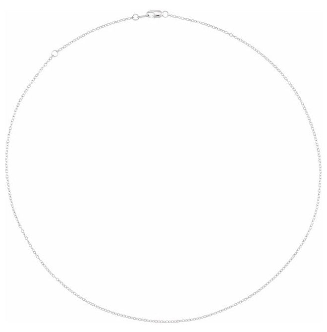 Rhodium-Plated Sterling Silver 1.3 Mm 16-18 In Polished Cable Chain With Lobster Clasp