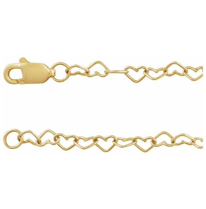 14K Yellow Gold  3.2 Mm 20 In Polished Heart Chain With Lobster Clasp