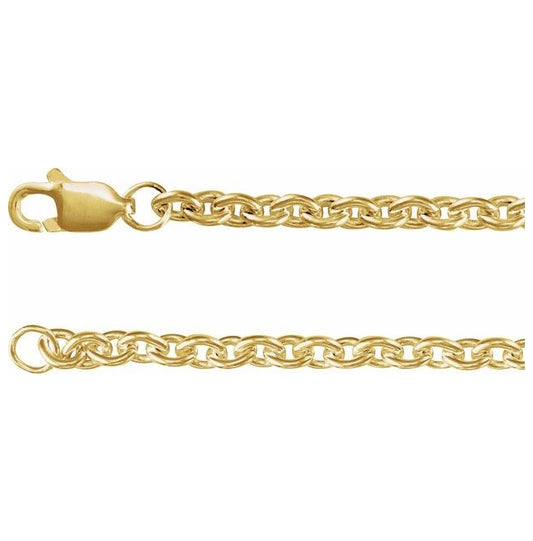 14K Yellow Gold-Filled 2.8 Mm Polished 7 In Cable With Lobster Clasp