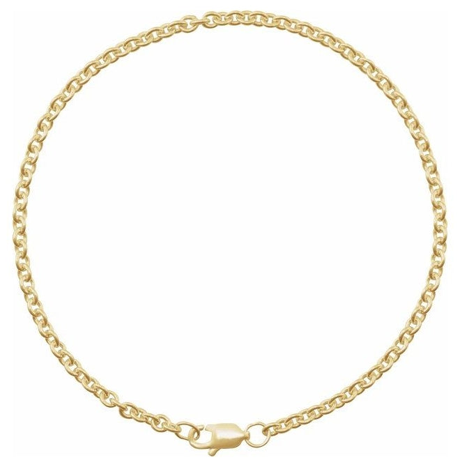 14K Yellow Gold-Filled 2.4 Mm Polished  7 In Cable With Lobster Clasp