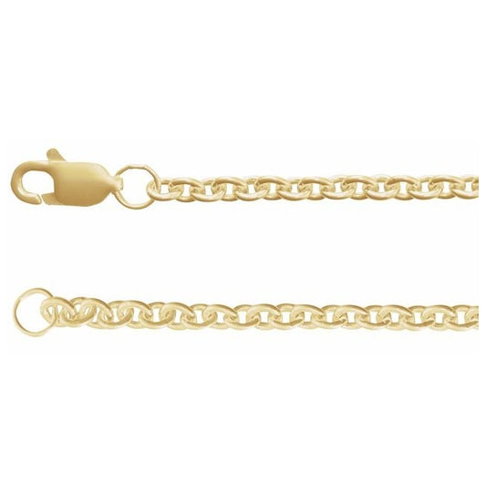 14K Yellow Gold-Filled 2.4 Mm Polished  7 In Cable With Lobster Clasp
