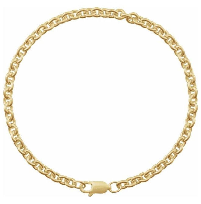 14K Yellow Gold-Filled 4 Mm Polished  7 In Cable With Lobster Clasp