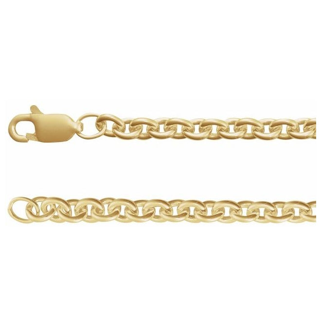 14K Yellow Gold-Filled 4 Mm Polished  7 In Cable With Lobster Clasp