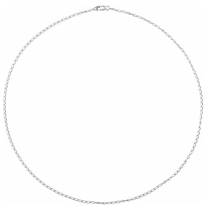 14K Yellow Or White Gold Or Sterling SIlver 1.6 Mm Polished Elongated Curb Chain With Lobster Clasp
