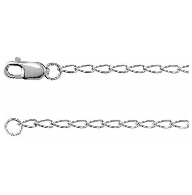 14K Yellow Or White Gold Or Sterling SIlver 1.6 Mm Polished Elongated Curb Chain With Lobster Clasp