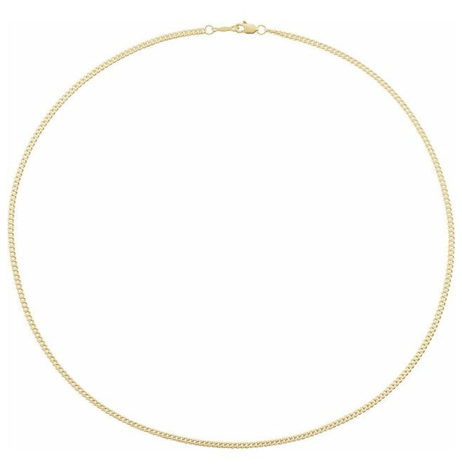 14K Yellow Or White Gold Or Sterling Silver 2.25 Mm Lobster Clasp Polished Curb Chain