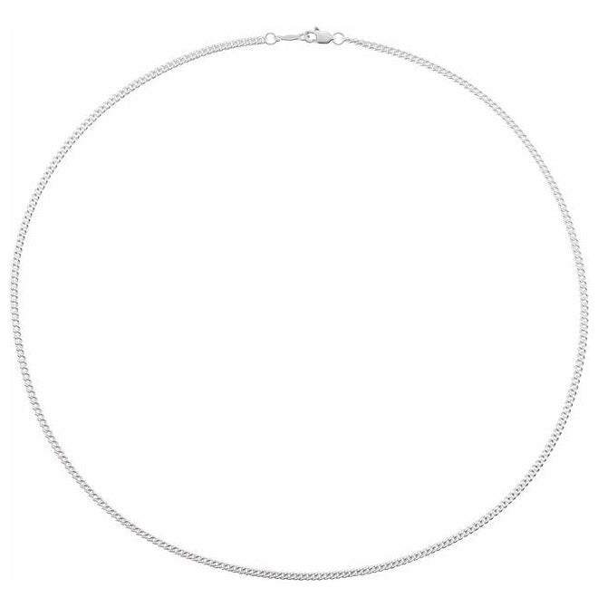 14K Yellow Or White Gold Or Sterling Silver 2.25 Mm Lobster Clasp Polished Curb Chain