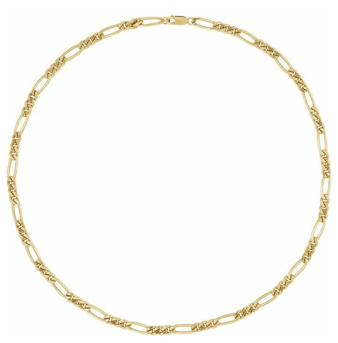 14K Yellow Gold-Filled Or Sterling SIlver 5.2 Mm Polished Figaro Chain With Lobster Clasp