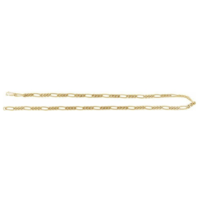 14K Yellow Gold-Filled Or Sterling SIlver 5.2 Mm Polished Figaro Chain With Lobster Clasp