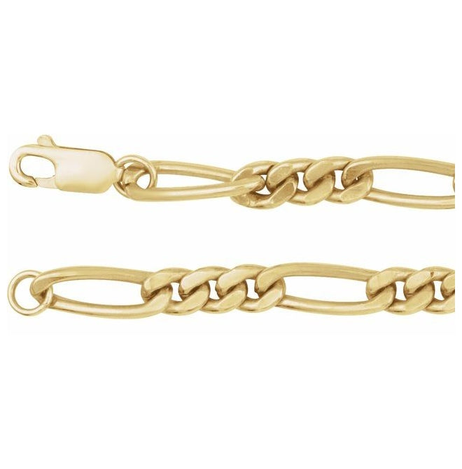 14K Yellow Gold-Filled Or Sterling SIlver 5.2 Mm 8 In Polished Figaro Chain With Lobster Clasp