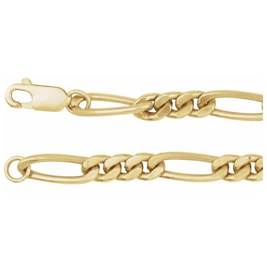 14K Yellow Gold-Filled Or Sterling SIlver 5.2 Mm 8 In Polished Figaro Chain With Lobster Clasp