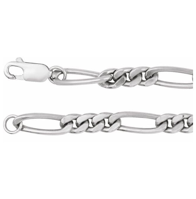 14K Yellow Gold-Filled Or Sterling SIlver 5.2 Mm Polished Figaro Chain With Lobster Clasp