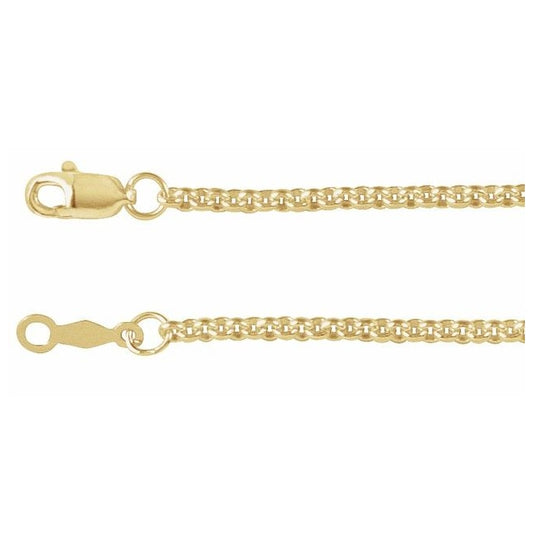 14K Yellow Or White Or Rose Gold Or Gold-Filled Or Sterling Silver 2 Mm Lobster Clasp Polished Rolo Chain