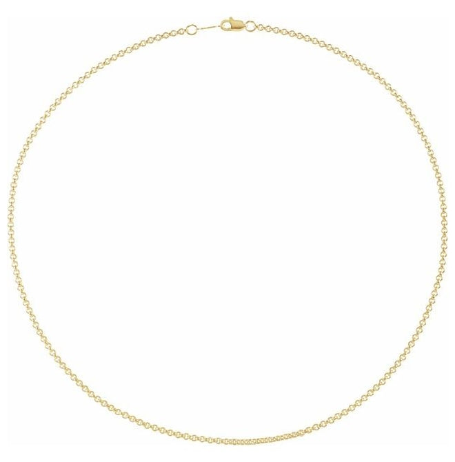 14K Yellow Or White Or Rose Gold Or Gold-Filled Or Sterling Silver 2 Mm Lobster Clasp Polished Rolo Chain