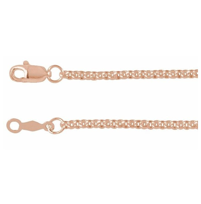 14K Yellow Or White Or Rose Gold Or Gold-Filled Or Sterling Silver 2 Mm Lobster Clasp Polished Rolo Chain
