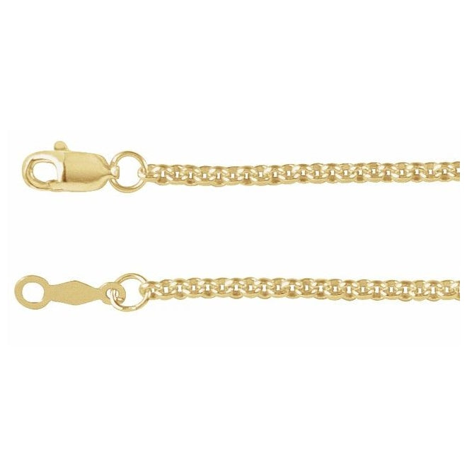 14K Yellow Or White Or Rose Gold Or Gold-Filled Or Sterling Silver 2 Mm Lobster Clasp Polished Rolo Chain