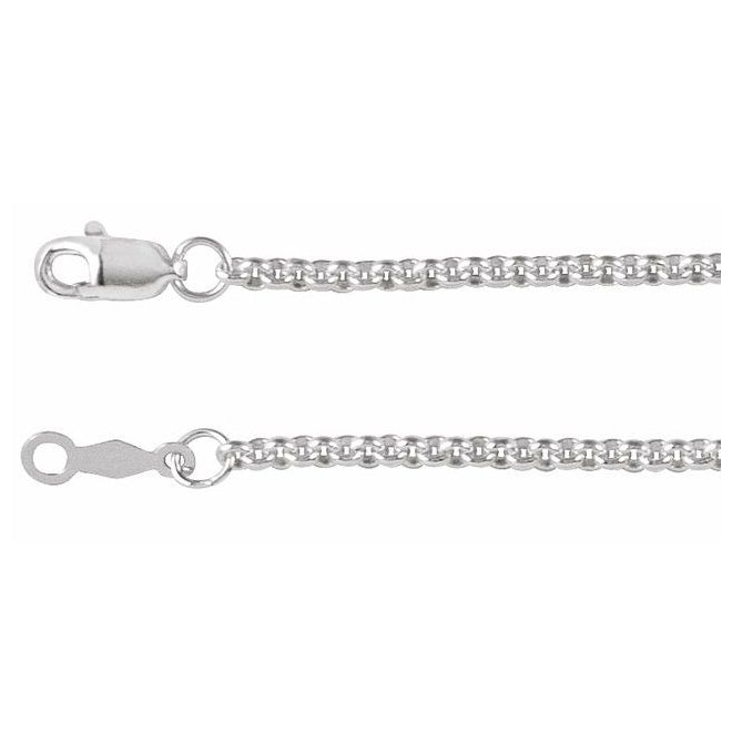 14K Yellow Or White Or Rose Gold Or Gold-Filled Or Sterling Silver 2 Mm Lobster Clasp Polished Rolo Chain