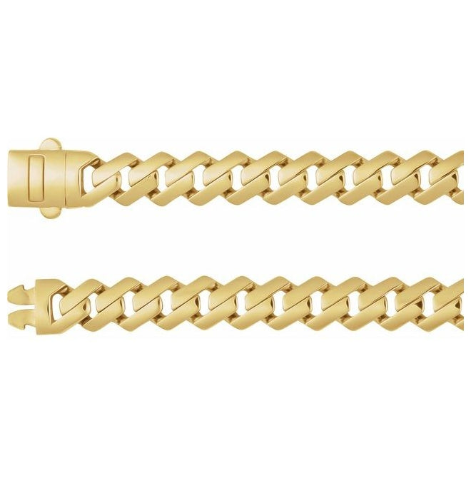 14K Yellow Gold 7.4 Mm 22 In  Polished Monaco Edge Curb Chain Push Tube Clasp