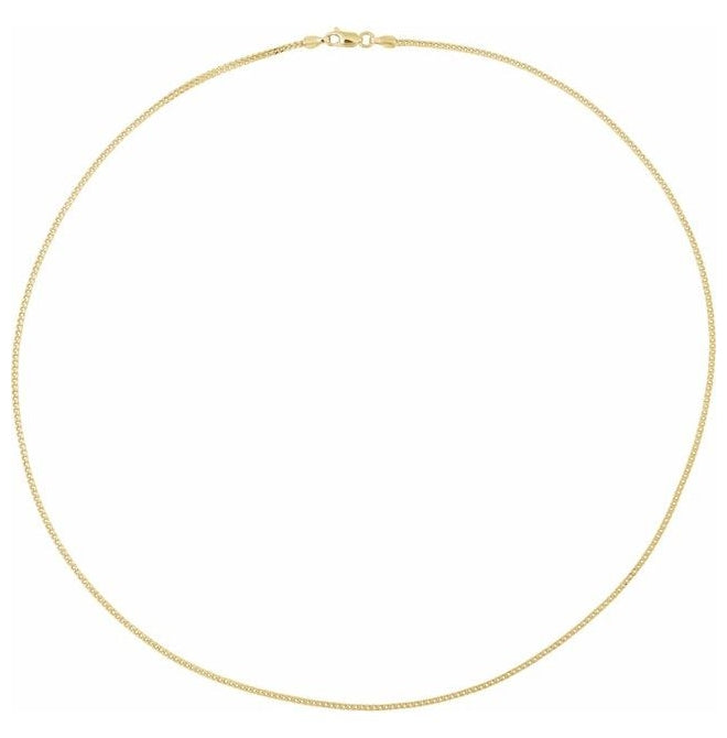 14K Yellow Gold 1.55 Mm Polished Hollow Franco Chain With Lobster Clasp